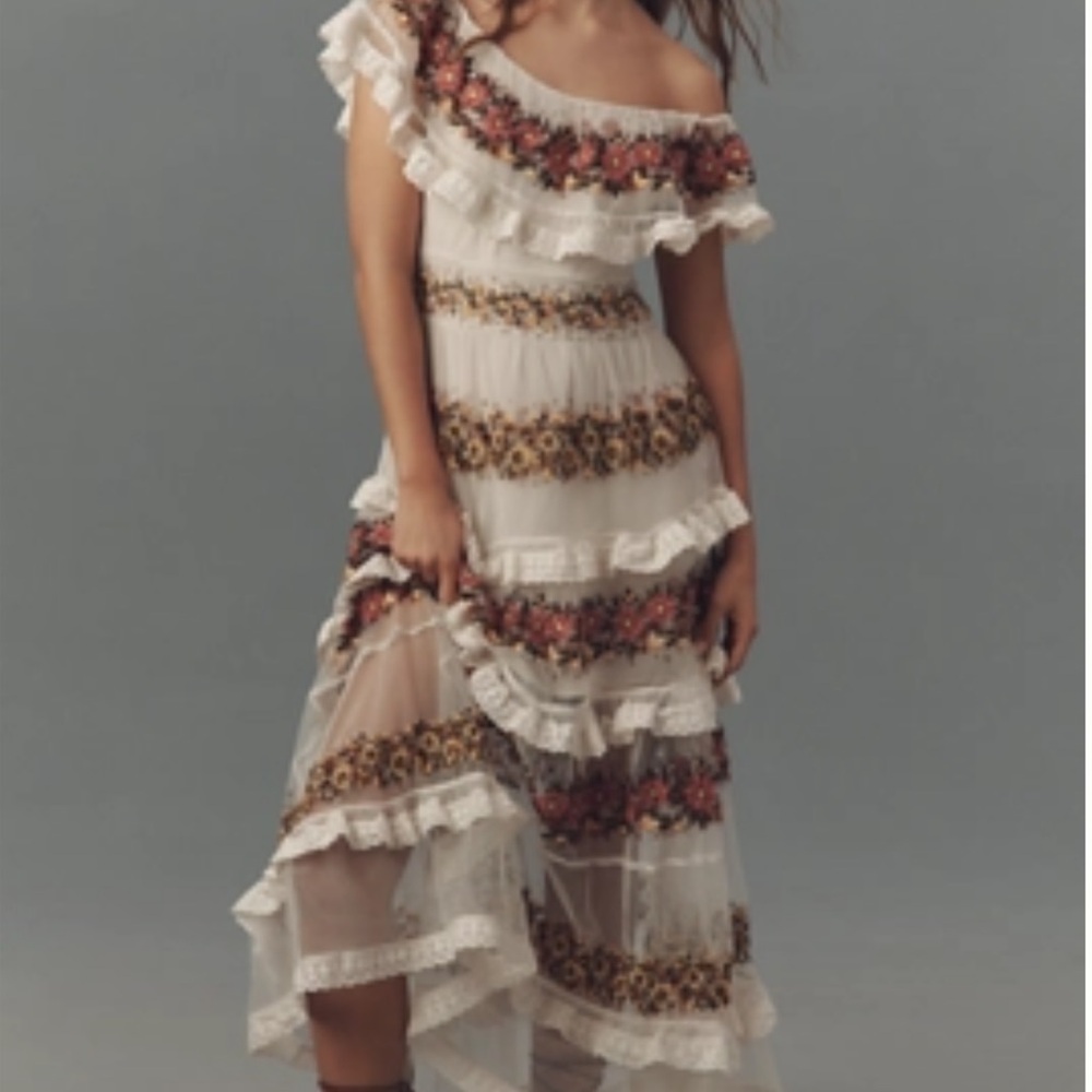 Anthropologie Ruffled sleeve dress 🌺